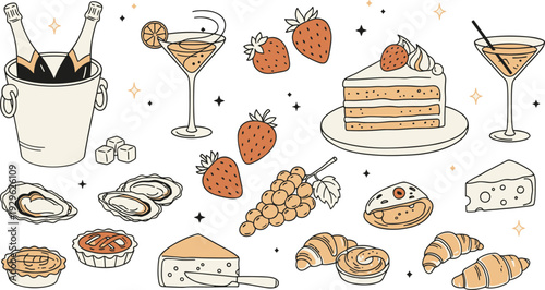 Delicious desserts and drinks illustration