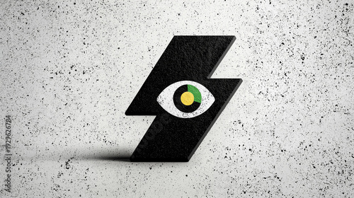 稲妻と目のシンボル｜監視・エネルギー・AIテクノロジーのコンセプト