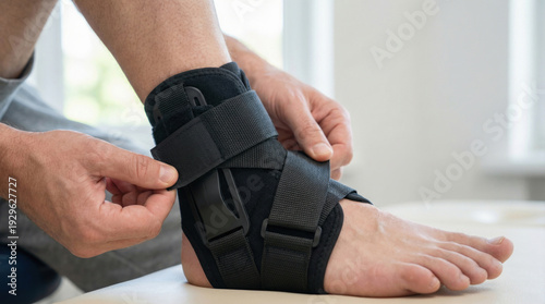 Ankle brace supports physical therapy and recovery by stabilizing joint and reducing pain during rehabilitation exercises