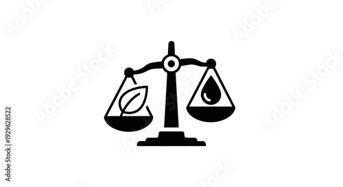 Simple Black Scales Icon with Leaf and Drop.