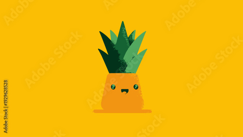 A cheerful pineapple illustration with a unique design and an orange hue background, perfect for fruit-themed content