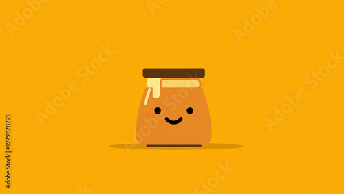 Cute smiling honey jar illustration with a cheerful and playful demeanor