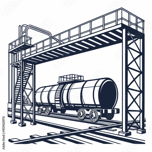 Industrial pipeline supported rail terminal train