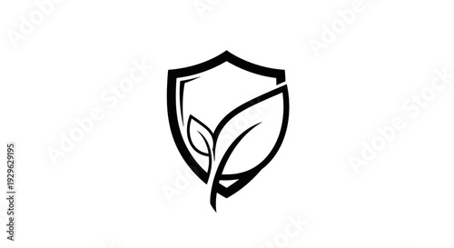 Simple Shield with Leaf Illustration Design.