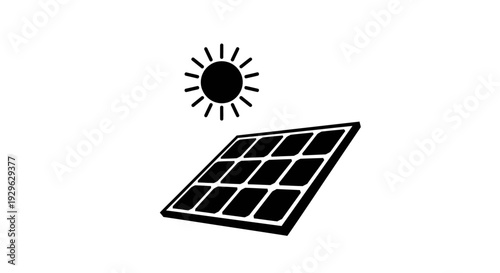 Solar Panel with Sun Icon Illustration.