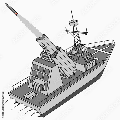 Advanced military sea vessel launching missile military ship