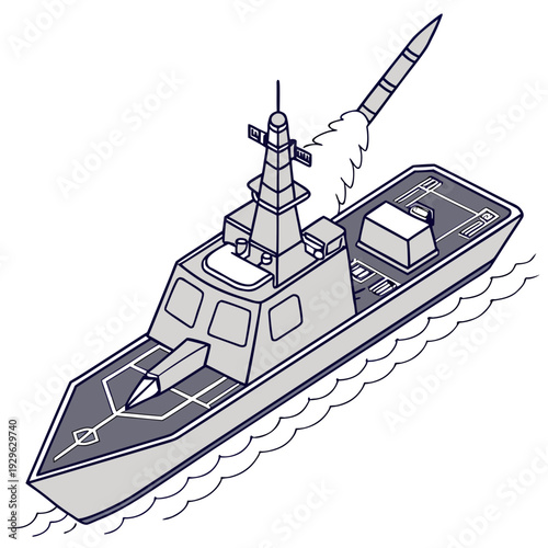 Military vessel launching missile sea vessel warship