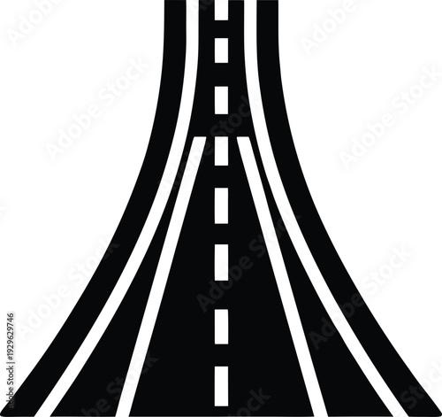Straight Highway Road Perspective Silhouette Icon