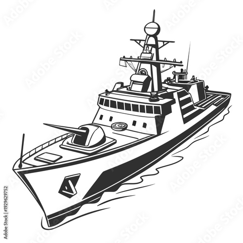 Black and white naval missile ship naval ship boat