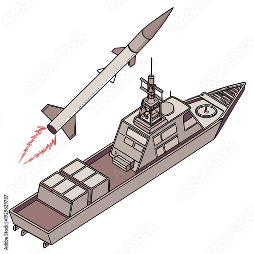 Military ship launching missile naval vessel warfare