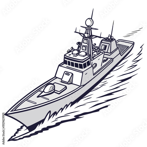 Contemporary naval missile cruiser in motion ship boat 1