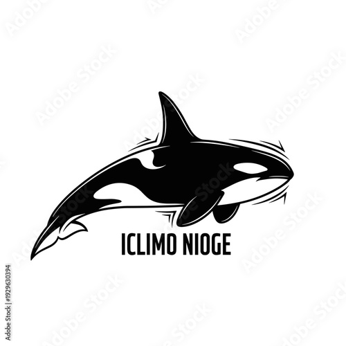 Minimalist black and white orca killer whale design with MADIV text