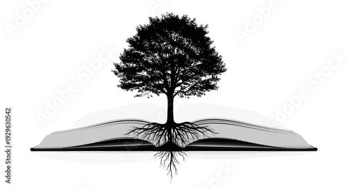 Tree Growing Out of Open Book.