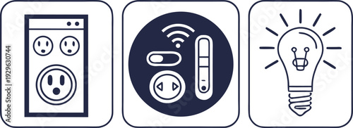Smart home automation icons for technology and innovation