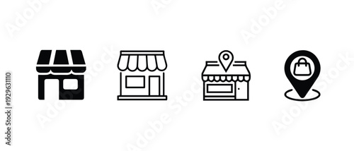 Shop icons store icon location vector