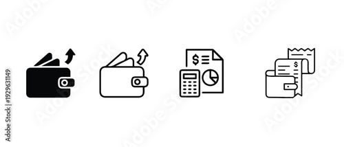 Expense icon set vector finance 