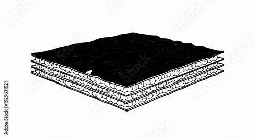 Black wavy-topped stacked wafers with fluffy white filling in between