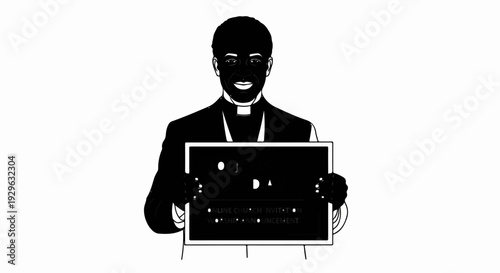 Clergyman announces online church invitation and worship announcement