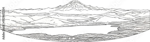 Serene mountain vista with a tranquil lake and verdant forested slopes