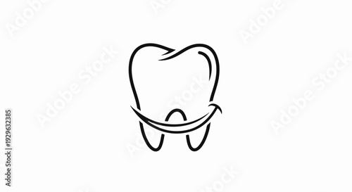 A simple, stylized drawing of a tooth with a smiling curve below it