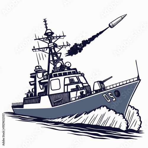 Navy ship launching missile from deck missile launch