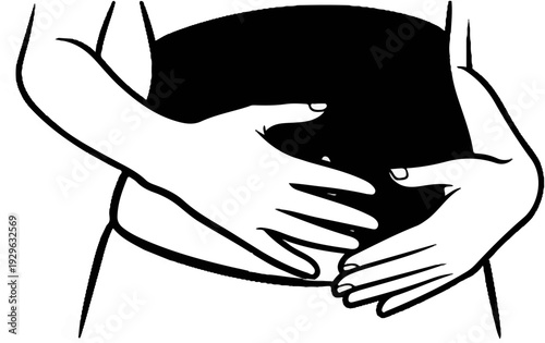 Close up of two hands cradling a pregnant belly, conveying warmth and protection