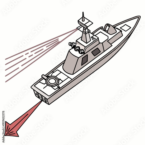 Advanced stealth destroyer firing cruise missile warship