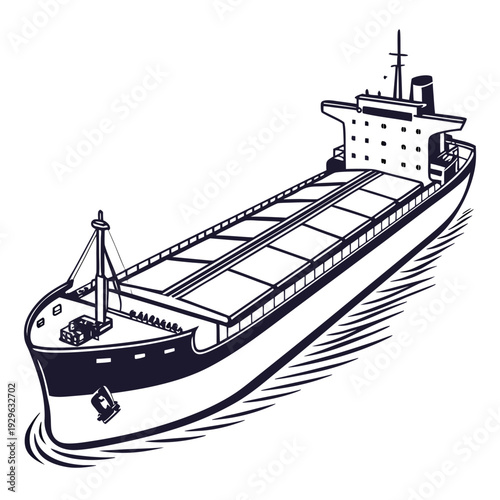 Grain carrier ship black and white cargo ship bulk carrier
