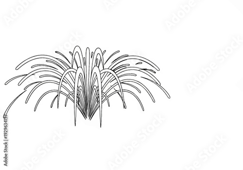 Stylized ink sketch of a cascading water fountain on a white background