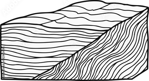 Abstract representation of geological strata with curved parallel lines