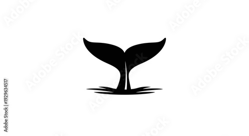 Whale Tail Silhouette Icon Logo Design.