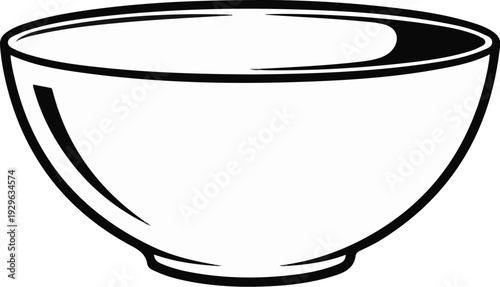 A simple black and white outline of a ceramic bowl with a wide rim