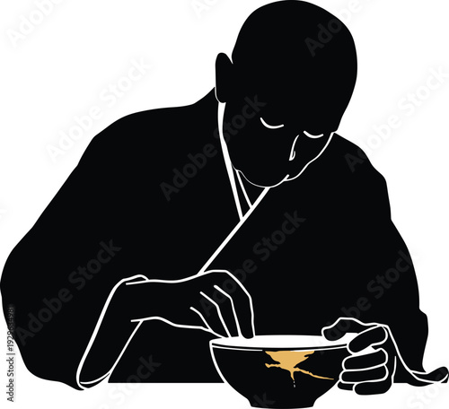 poverty hunger concept silhouette person eating empty bowl charity donation crisis support food insecurity humanitarian illustration awareness