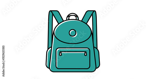 Teal colored backpack icon with black outline on white background.