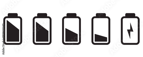 Battery level indicators. Colorful battery charge level icons. Battery power level pictograms in outline style. Battery level indicators. vector illustration eps file.