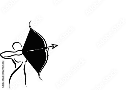 Stylized silhouette of a person drawing a bow and arrow, ready to shoot