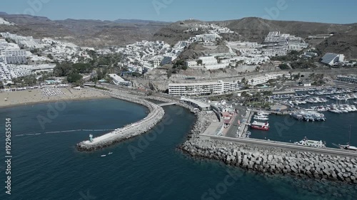 Gran Canaria Porta Rico Port Harbour Beach Mountains Aerial View