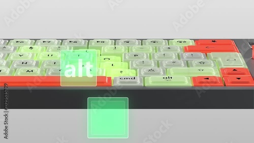Neon Typing Flow. Dynamic side-profile view of a mechanical keyboard in action, designed to visualize the flow of typing.
