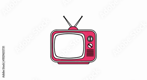 A retro television with a bright pink casing and two antennas