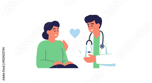 Doctor Comforting Patient: Empathetic Medical Consultation & Healthcare Support Illustration