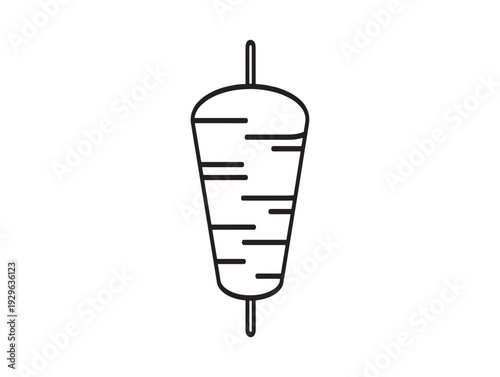A simple line drawing of a shawarma or doner kebab on a vertical spit