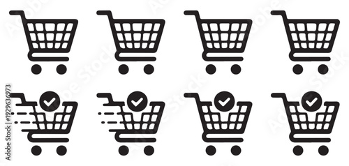 Shopping Bag and Basket Icon Set, Retail and Ecommerce Vector Collection. Vector illustration eps 10