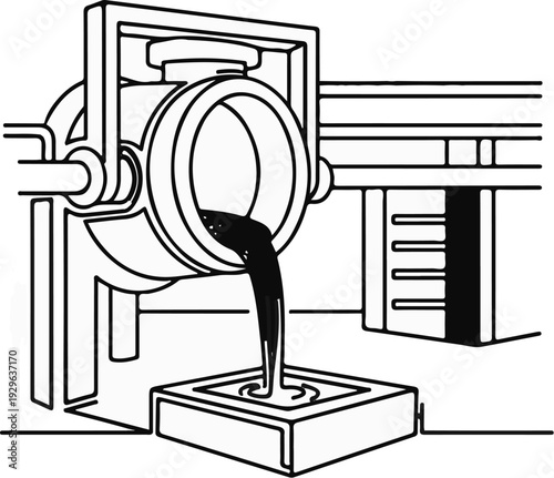Industrial process of molten material being poured into a mold