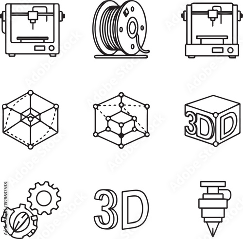 3d printing icons and symbols collection