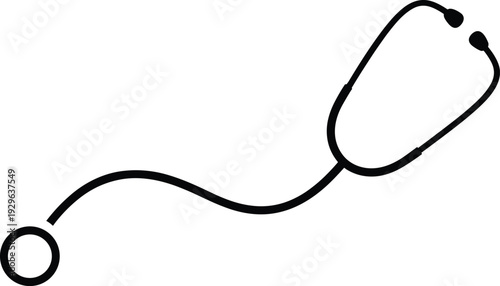 Medical stethoscope silhouette icon isolated on white background representing healthcare examination, doctor diagnostic equipment and professional medical service concept