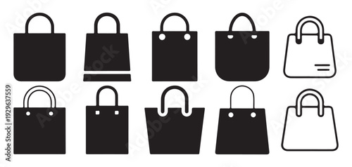Shopping Basket and Bag Icon Set. Retail, E-commerce, Online Store Vector Collection. Vector illustration eps 10