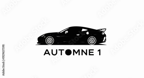 Sleek black coupe with custom wheels and spoiler on white background