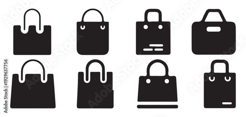 Shopping Basket and Bag Icon Set. Retail, E-commerce, Online Store Vector Collection. Vector illustration eps 10