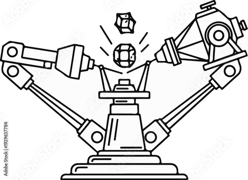 Precision machinery manipulating a faceted gem for cutting or analysis