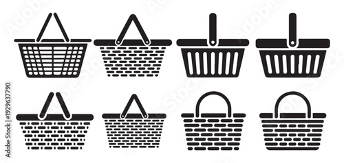Shopping Basket and Bag Icon Set. Retail, E-commerce, Online Store Vector Collection. Vector illustration eps 10